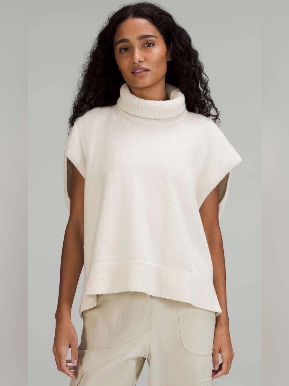 Lululemon Brushed Cotton Merino Tunic Sweater Vest in Bone Cream Size 10 Medium